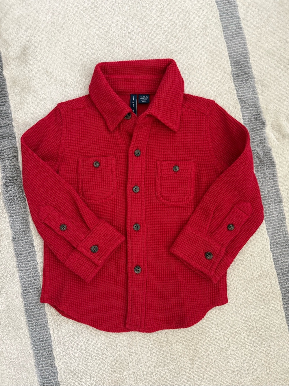 Janie and Jack Waffle Knit Button-Down Shirt 12-18 Months NWOT